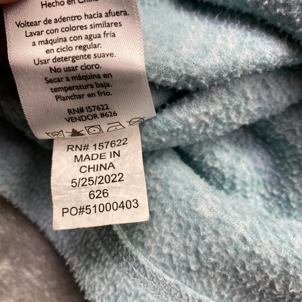 Eddie Bauer Soft Fleece Quarter Zip Pullover Women's Small Long Sleeve Blue Boho